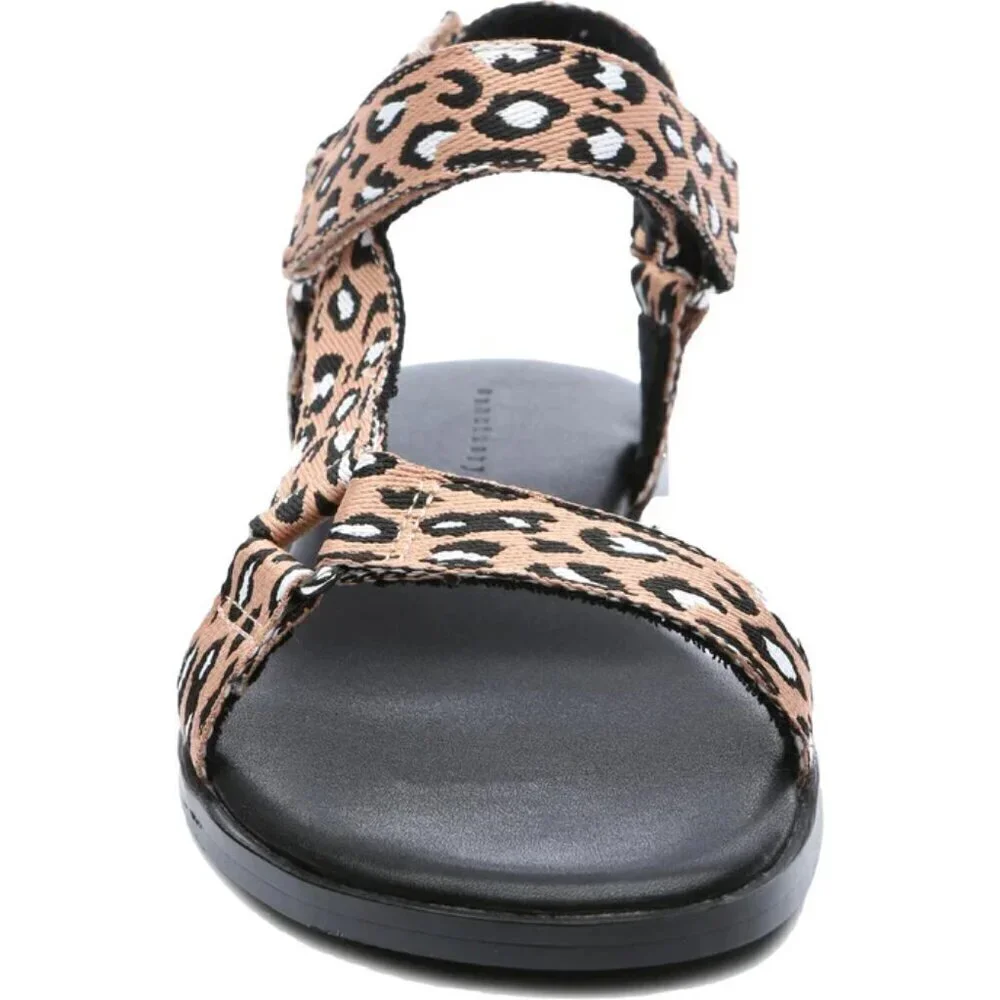 Sanctuary Sway Strappy Ankle Flat Sandals Size 8 Leopard Print